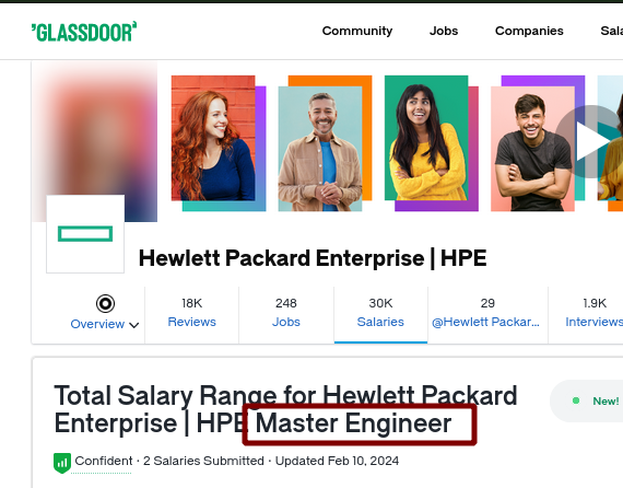 Total Salary Range for Hewlett Packard Enterprise | HPE Master Engineer